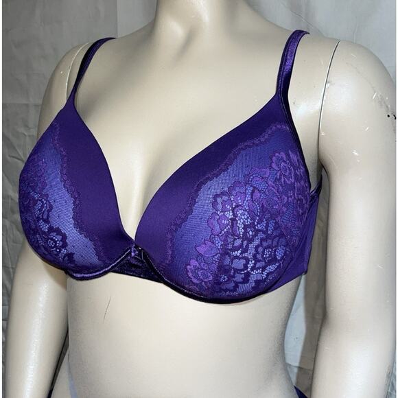 Olga Underwire Bra Deep Plunge Floral Lace Full Figure Bump Lift Flirty GF3711A - Picture 1 of 7